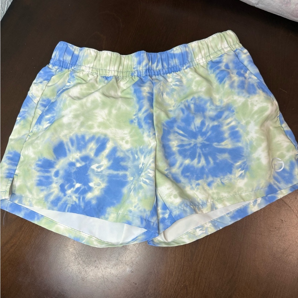 Magellan Outdoors Tie-Dye Athletic Shorts in Blue and Light Green